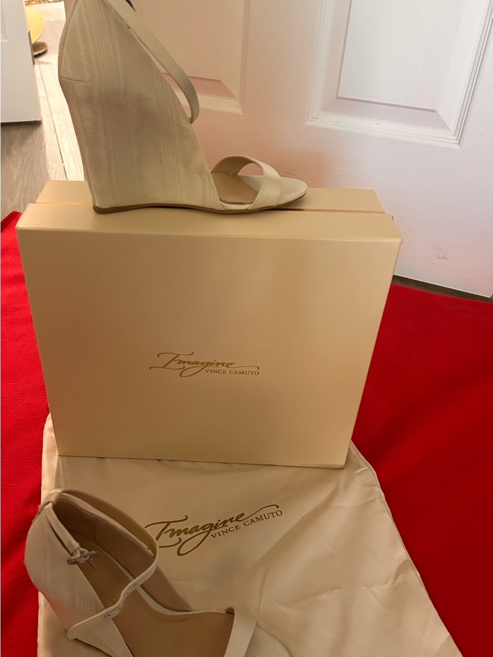 Vince Camuto Cream-Strap Wedge Sandals
